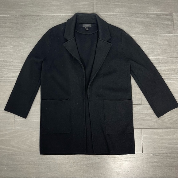 J Crew Open Front Sweater Blazer Black XS Merino Wool Knit Cardigan G7746 - Picture 10 of 13